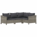 Set de muebles de jardín 5 pzas y cojines ratán sintético gris