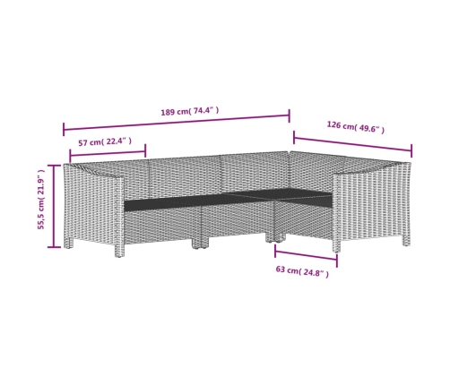 Set de muebles de jardín 5 pzas y cojines ratán sintético gris