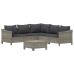 Set de muebles de jardín 6 pzas y cojines ratán sintético gris