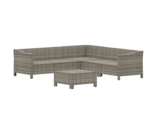 Set de muebles de jardín 6 pzas y cojines ratán sintético gris