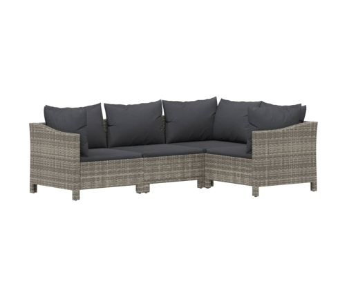 Set de muebles de jardín 6 pzas y cojines ratán sintético gris