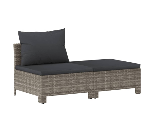 Set de muebles de jardín 6 pzas y cojines ratán sintético gris