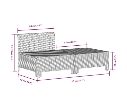 Set de muebles de jardín 6 pzas y cojines ratán sintético gris