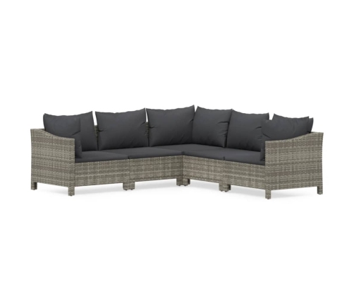 Set de muebles de jardín 5 pzas y cojines ratán sintético gris