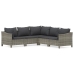Set de muebles de jardín 5 pzas y cojines ratán sintético gris