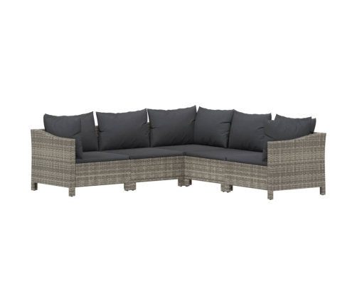 Set de muebles de jardín 5 pzas y cojines ratán sintético gris