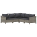 Set de muebles de jardín 5 pzas y cojines ratán sintético gris