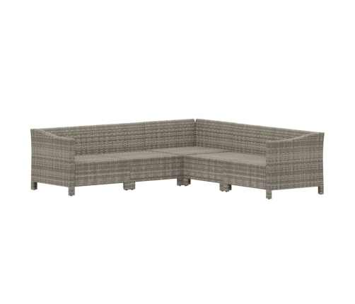 Set de muebles de jardín 5 pzas y cojines ratán sintético gris