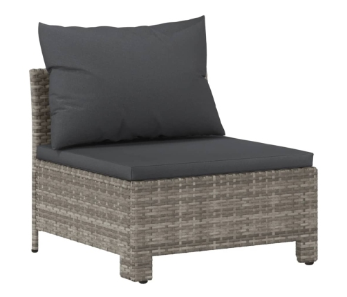 Set de muebles de jardín 5 pzas y cojines ratán sintético gris