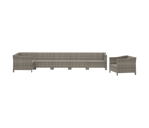 Set de muebles de jardín 7 pzas y cojines ratán sintético gris