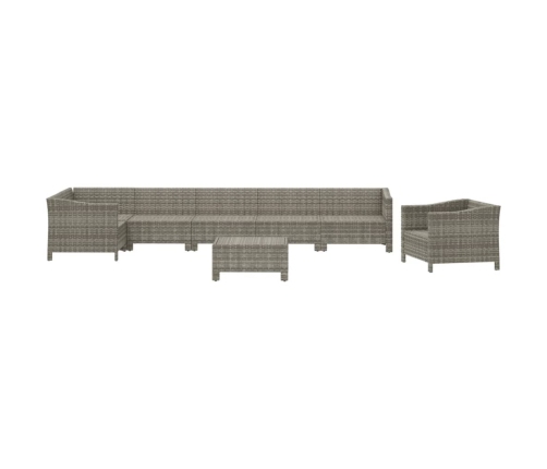 Set de muebles de jardín 8 pzas y cojines ratán sintético gris