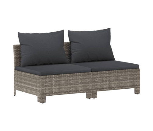 Set de muebles de jardín 8 pzas y cojines ratán sintético gris
