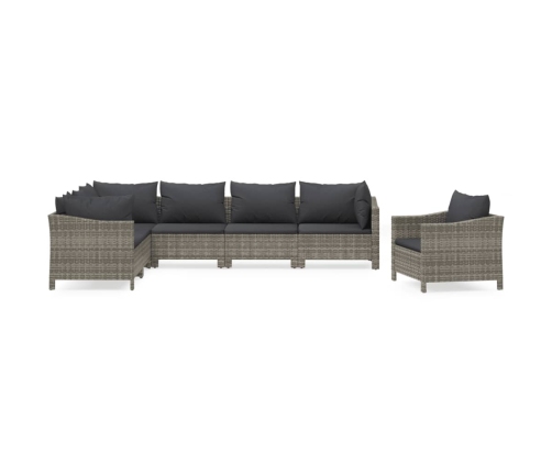 Set de muebles de jardín 7 pzas y cojines ratán sintético gris