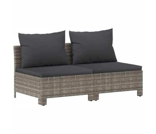 Set de muebles de jardín 7 pzas y cojines ratán sintético gris