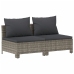 Set de muebles de jardín 7 pzas y cojines ratán sintético gris