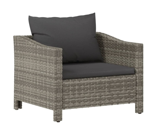 Set de muebles de jardín 7 pzas y cojines ratán sintético gris