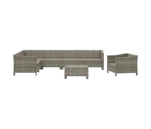 Set de muebles de jardín 8 pzas y cojines ratán sintético gris