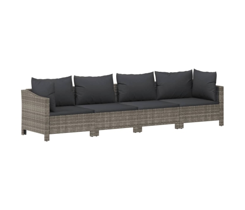 Set de muebles de jardín 9 pzas y cojines ratán sintético gris