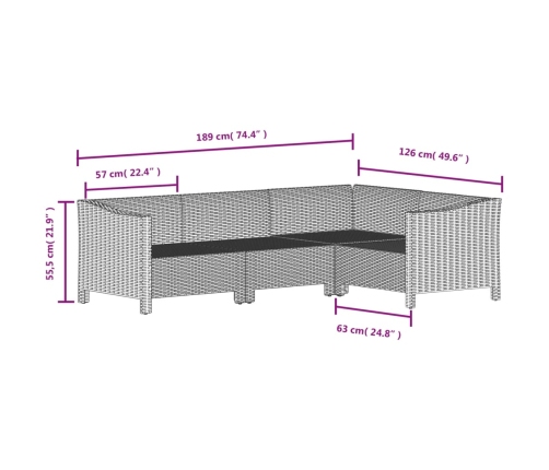 Set de muebles de jardín 9 pzas y cojines ratán sintético gris