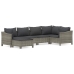 Set de muebles de jardín 6 pzas y cojines ratán sintético gris