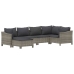Set de muebles de jardín 6 pzas y cojines ratán sintético gris
