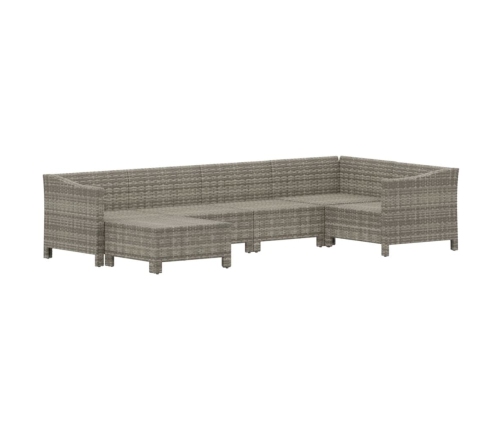 Set de muebles de jardín 6 pzas y cojines ratán sintético gris