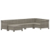 Set de muebles de jardín 6 pzas y cojines ratán sintético gris