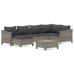 Set de muebles de jardín 7 pzas y cojines ratán sintético gris