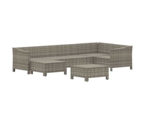 Set de muebles de jardín 7 pzas y cojines ratán sintético gris