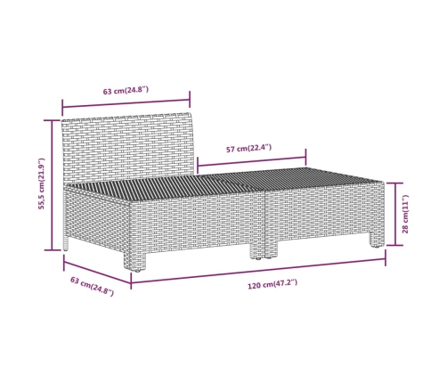 Set de muebles de jardín 7 pzas y cojines ratán sintético gris