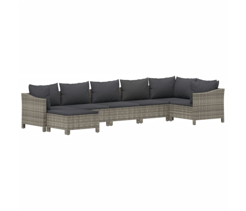 Set de muebles de jardín 7 pzas y cojines ratán sintético gris