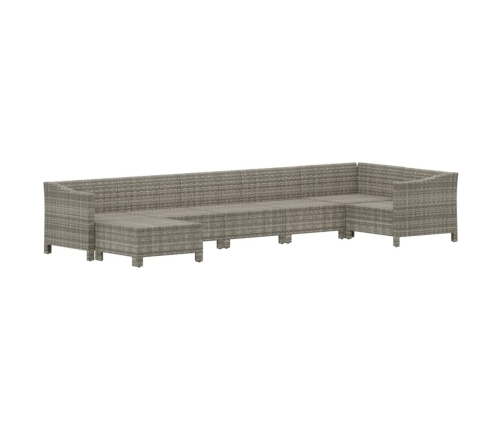 Set de muebles de jardín 7 pzas y cojines ratán sintético gris