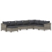 Set de muebles de jardín 8 pzas y cojines ratán sintético gris