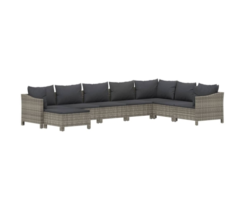 Set de muebles de jardín 8 pzas y cojines ratán sintético gris