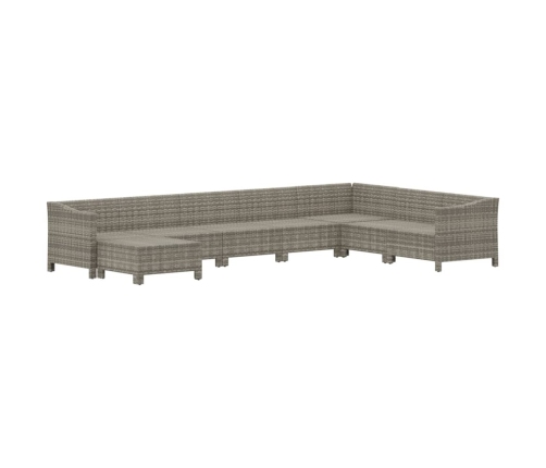 Set de muebles de jardín 8 pzas y cojines ratán sintético gris