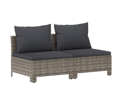 Set de muebles de jardín 8 pzas y cojines ratán sintético gris