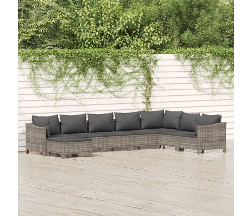 Set de muebles de jardín 8 pzas y cojines ratán sintético gris