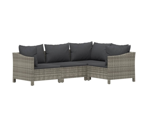 Set de muebles de jardín 9 pzas y cojines ratán sintético gris