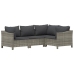 Set de muebles de jardín 9 pzas y cojines ratán sintético gris