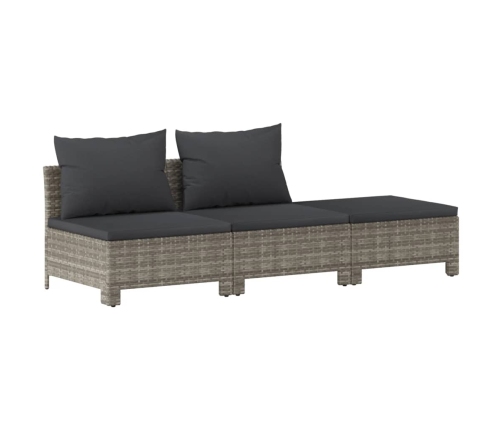 Set de muebles de jardín 9 pzas y cojines ratán sintético gris