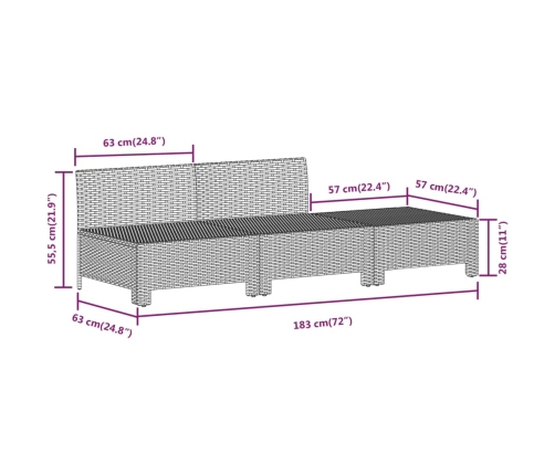 Set de muebles de jardín 9 pzas y cojines ratán sintético gris