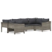 Set de muebles de jardín 6 pzas y cojines ratán sintético gris