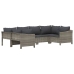 Set de muebles de jardín 6 pzas y cojines ratán sintético gris