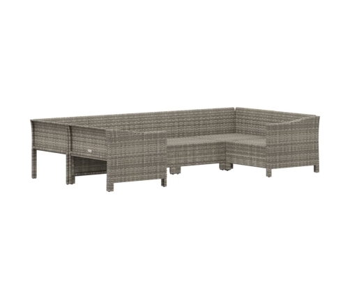 Set de muebles de jardín 6 pzas y cojines ratán sintético gris