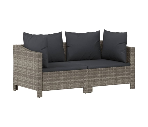 Set de muebles de jardín 6 pzas y cojines ratán sintético gris