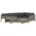 Set de muebles de jardín 7 pzas y cojines ratán sintético gris