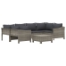 Set de muebles de jardín 7 pzas y cojines ratán sintético gris