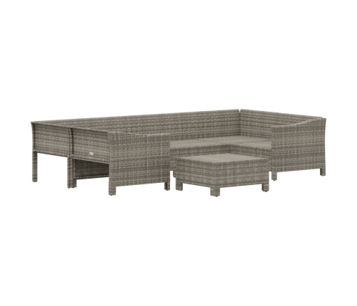 Set de muebles de jardín 7 pzas y cojines ratán sintético gris