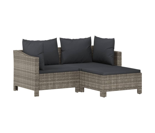 Set de muebles de jardín 7 pzas y cojines ratán sintético gris