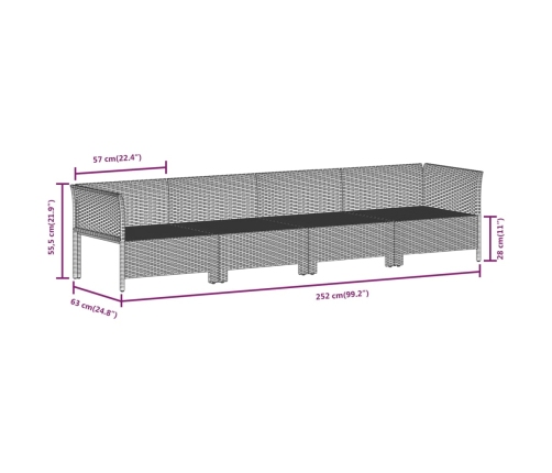 Set de muebles de jardín 7 pzas y cojines ratán sintético gris